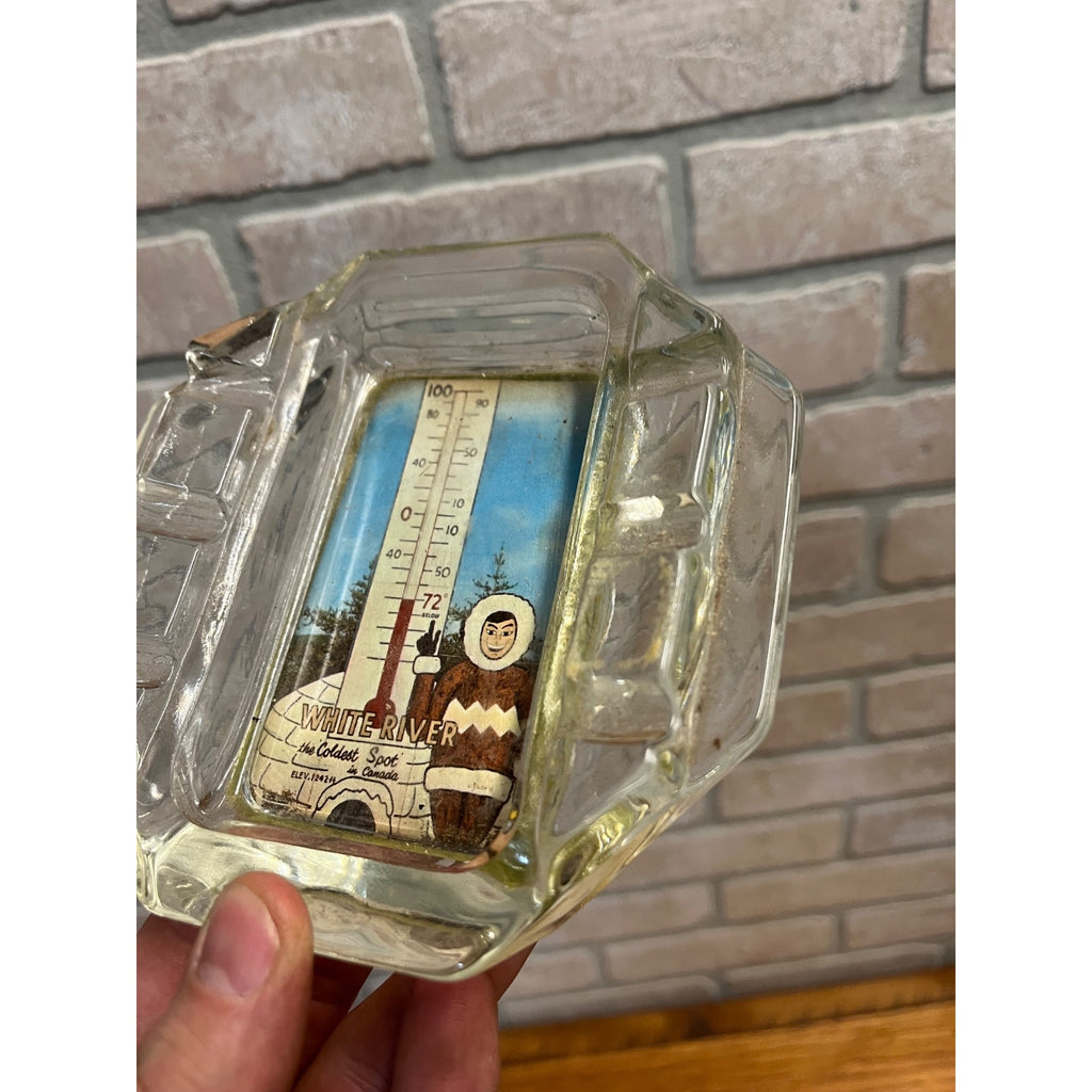 Vintage White River Ontario Coldest Spot in Canada Souvenir Ashtray Eskimo Inuit
