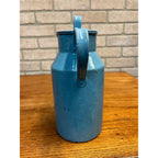 Antique Primitive Blue & White Enamelware Cream Milk Can Farmhouse Kitchen Decor