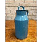 Antique Primitive Blue & White Enamelware Cream Milk Can Farmhouse Kitchen Decor