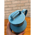 Antique Primitive Blue & White Enamelware Cream Milk Can Farmhouse Kitchen Decor