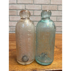 E.L. Husting Milwaukee Wisconsin Blob Top Hutchinson Soda Bottles Blue & Clear