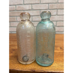E.L. Husting Milwaukee Wisconsin Blob Top Hutchinson Soda Bottles Blue & Clear