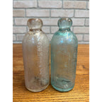 E.L. Husting Milwaukee Wisconsin Blob Top Hutchinson Soda Bottles Blue & Clear