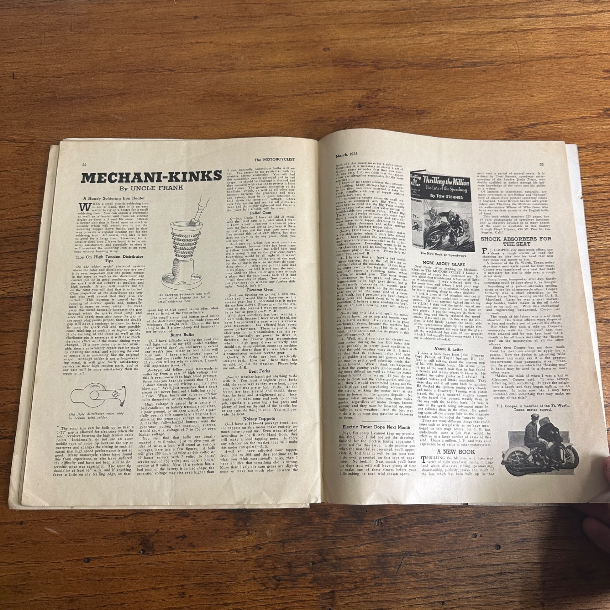 Vintage The Motorcyclist Magazine March 1935 Harley Indian Motorcycle Ads