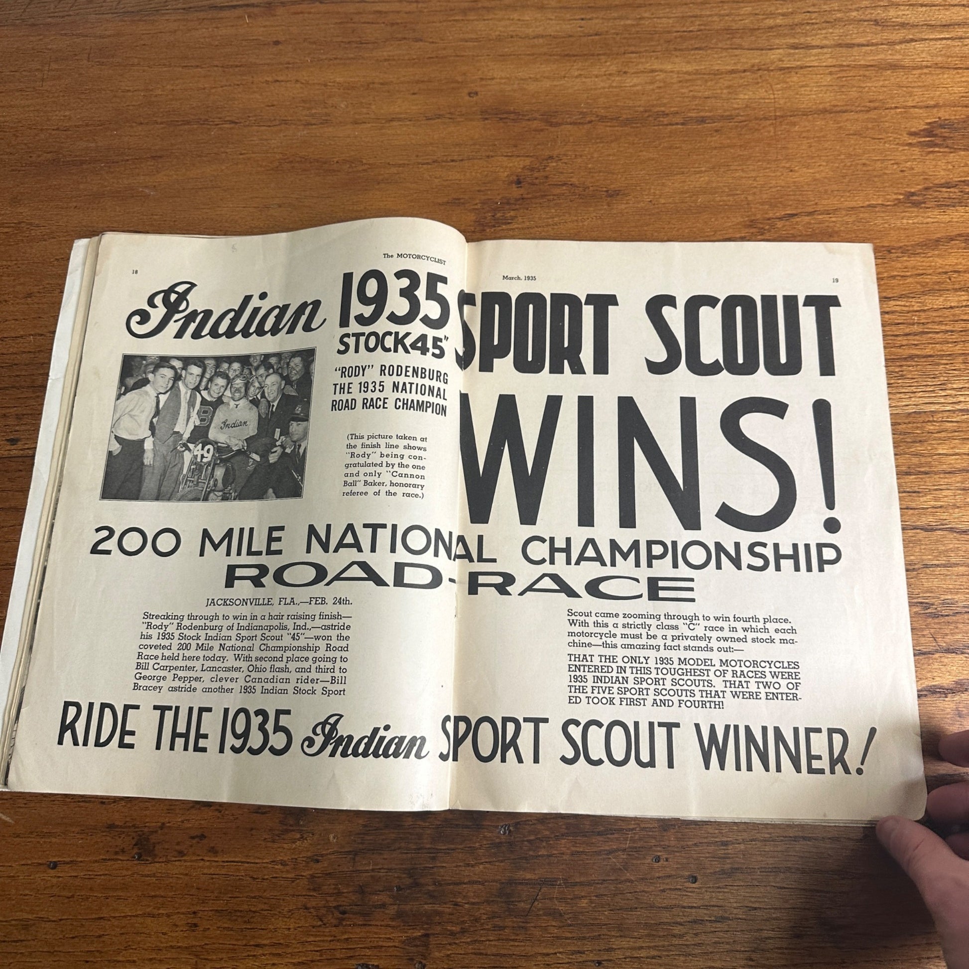 Vintage The Motorcyclist Magazine March 1935 Harley Indian Motorcycle Ads