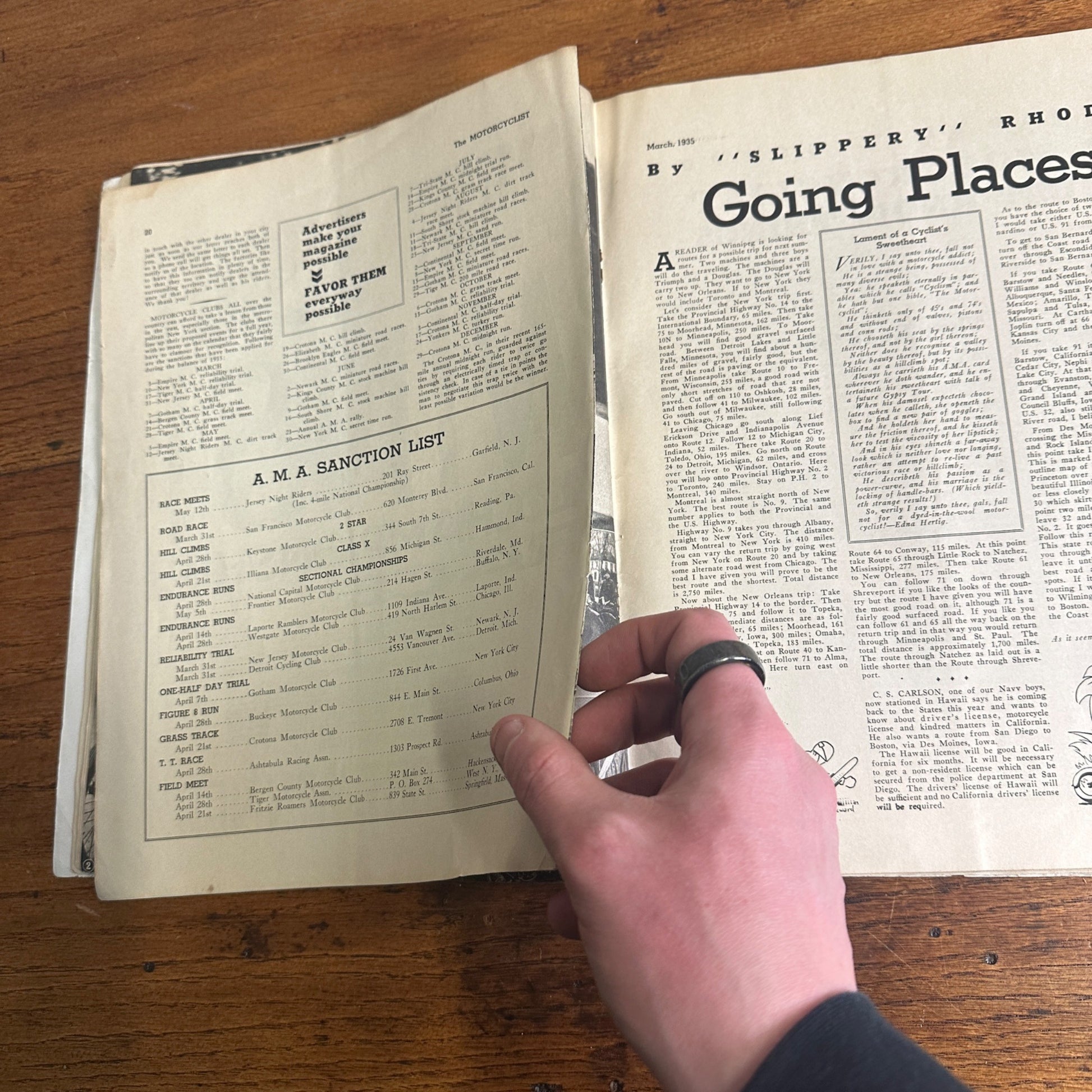 Vintage The Motorcyclist Magazine March 1935 Harley Indian Motorcycle Ads