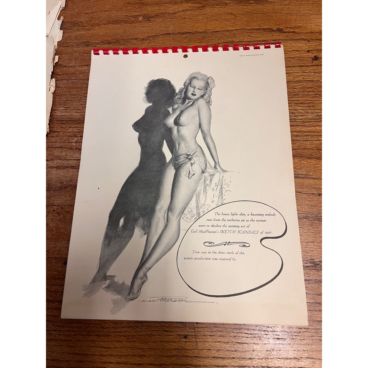 Sketch Scandals Calendar 1947 Sexy Nude Art by Pin-Up Artist Earl Mac Pherson Ultra Rare!