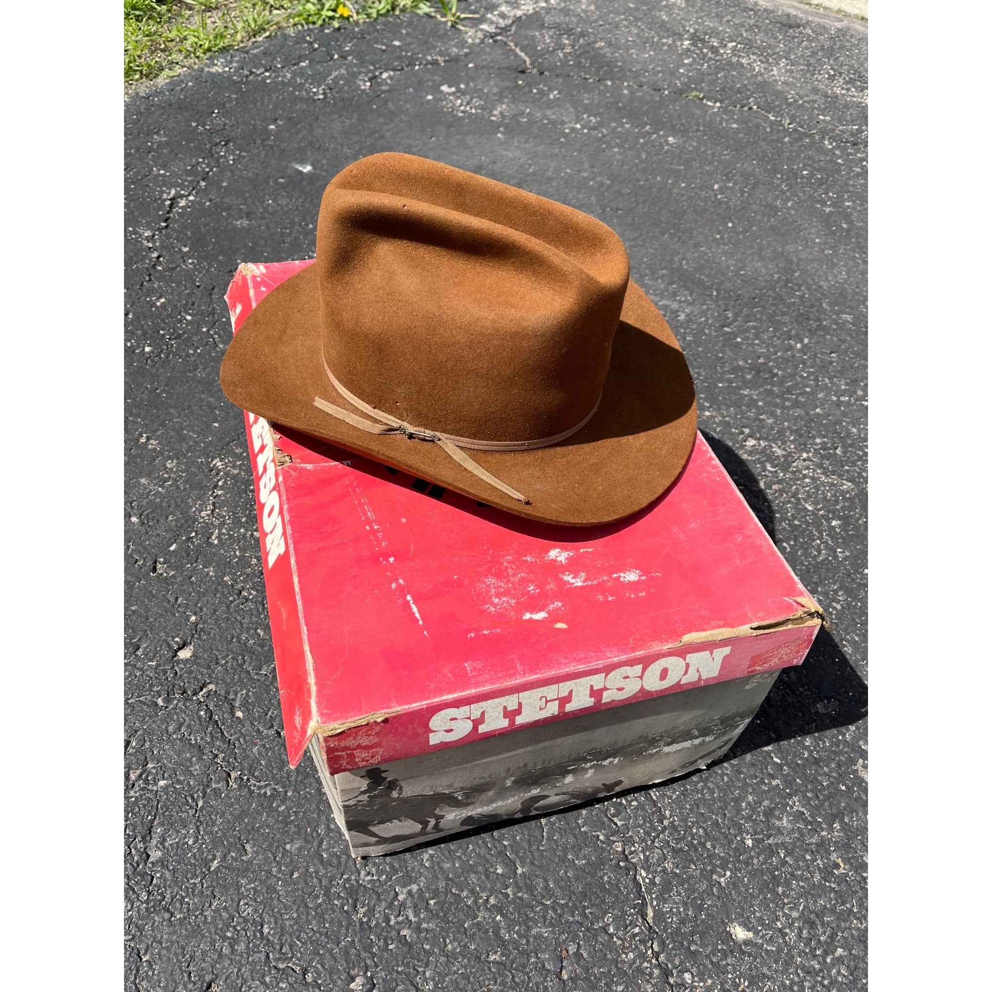Vintage Stetson Brown Beaver XXX Cowboy Hat 3X w/ Box - Men's 7-1/4 - As-Is