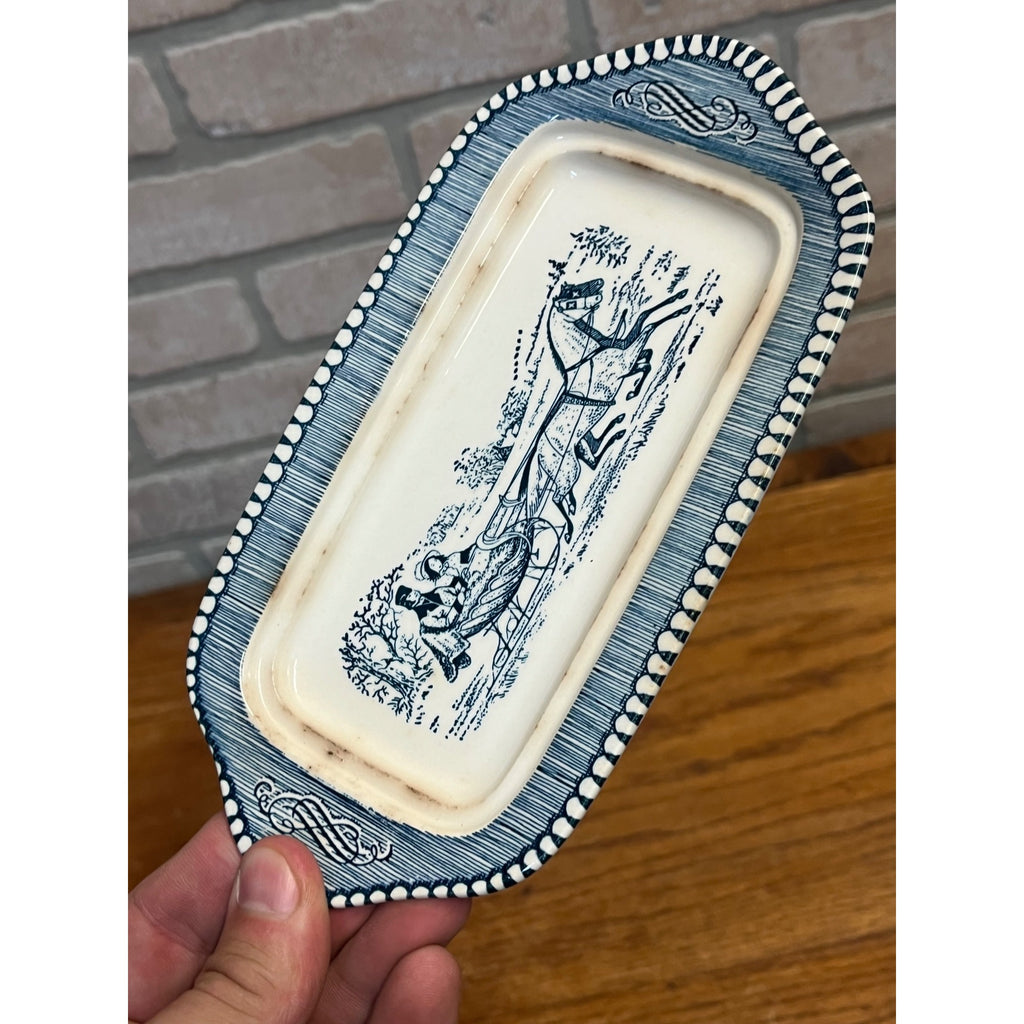 Vintage Royal China Currier & Ives "The Road in Winter" 2 PC Covered Butter Disj