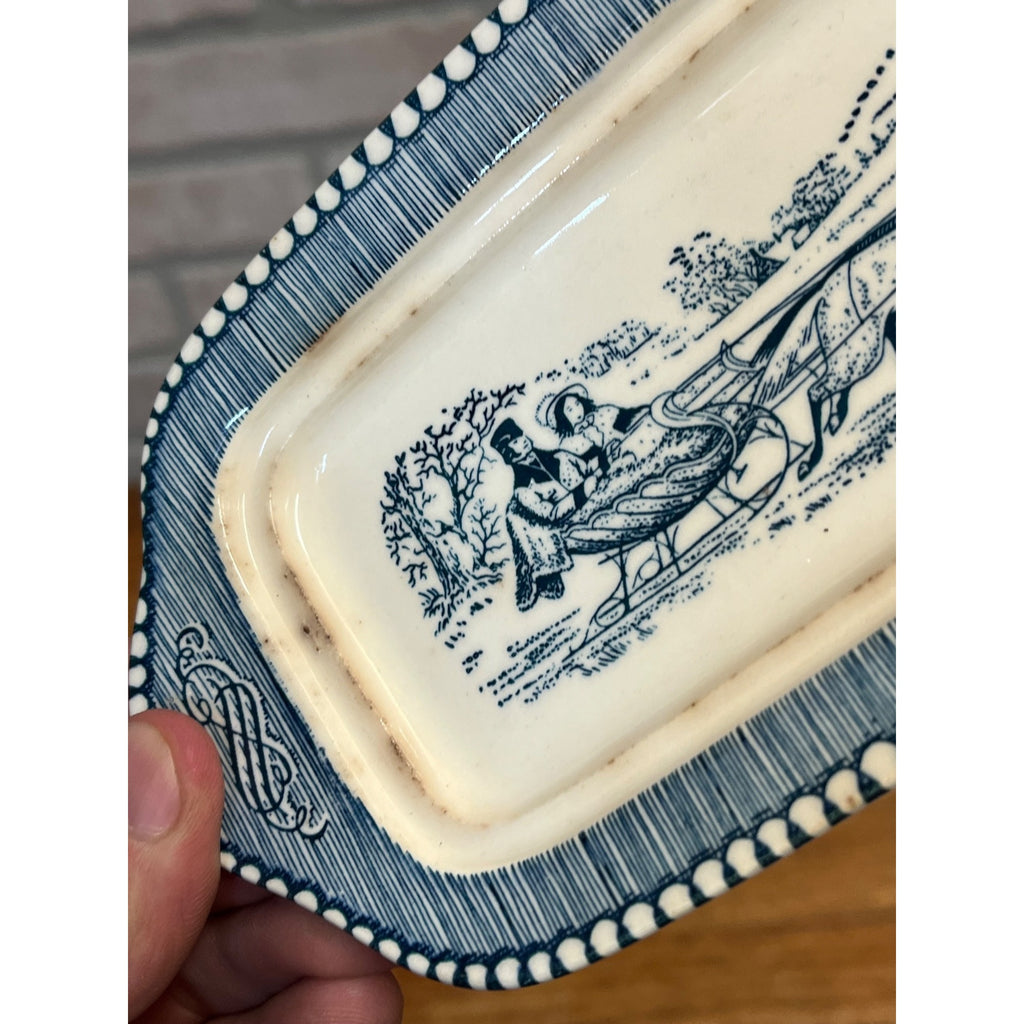 Vintage Royal China Currier & Ives "The Road in Winter" 2 PC Covered Butter Disj