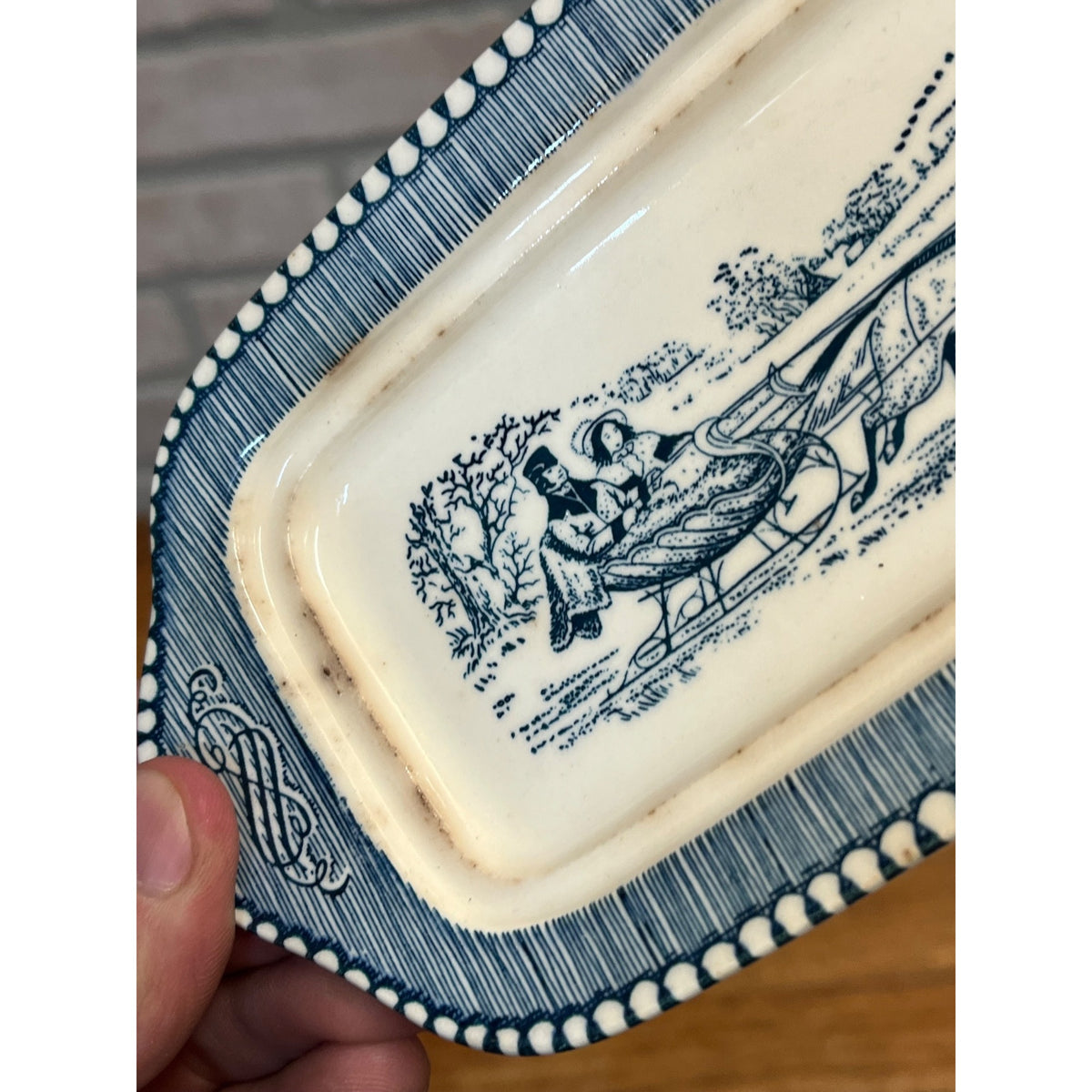 Vintage Royal China Currier & Ives "The Road in Winter" 2 PC Covered Butter Disj
