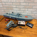 Vintage 34" RC PT-109 WWII Torpedo Patrol Boat Wood Model Futaba Radio Control