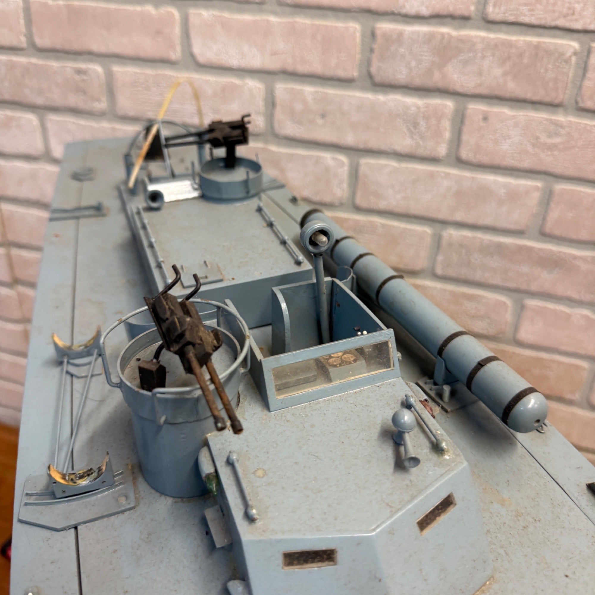 Vintage 34" RC PT-109 WWII Torpedo Patrol Boat Wood Model Futaba Radio Control