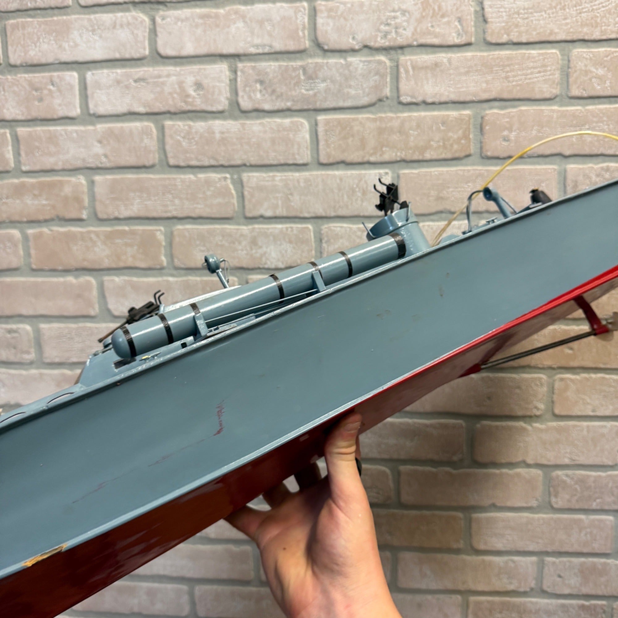 Vintage 34" RC PT-109 WWII Torpedo Patrol Boat Wood Model Futaba Radio Control