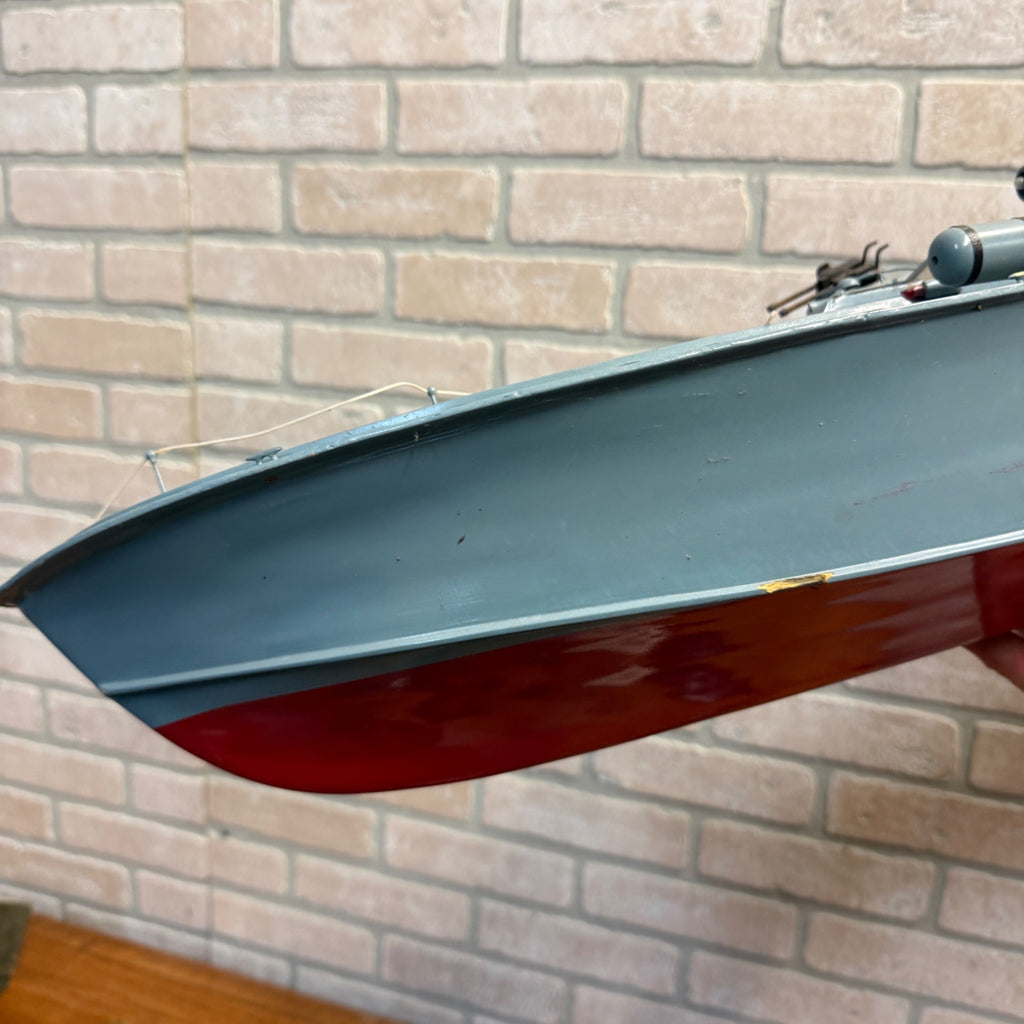 Vintage 34" RC PT-109 WWII Torpedo Patrol Boat Wood Model Futaba Radio Control
