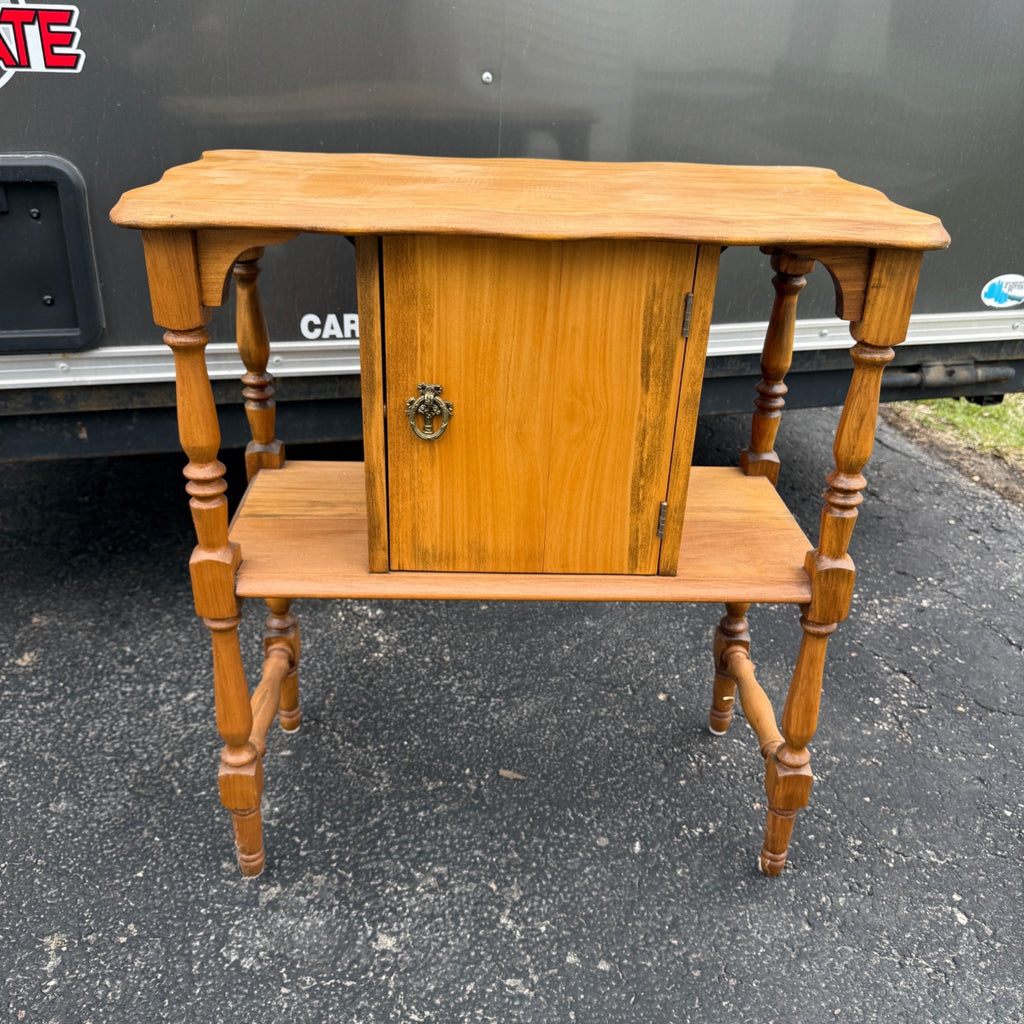 Vintage Wooden Humidor Shelf Cabinet Accent Table