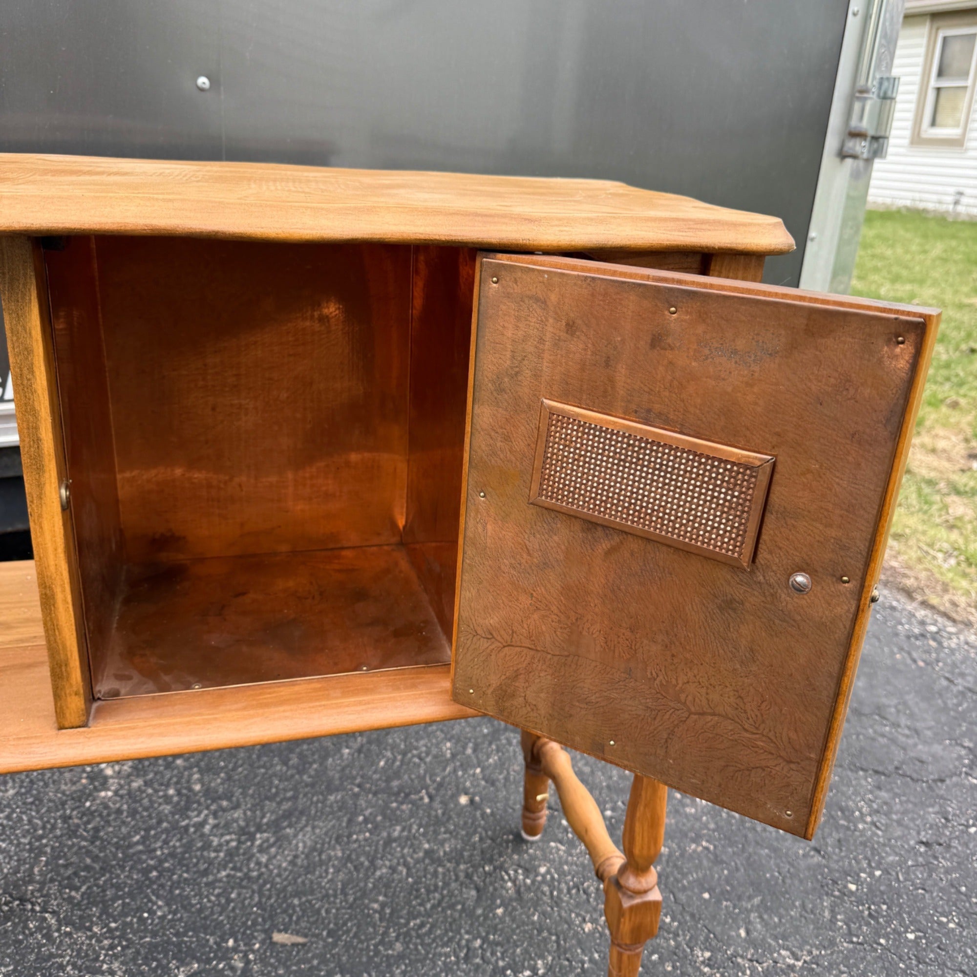 Vintage Wooden Humidor Shelf Cabinet Accent Table
