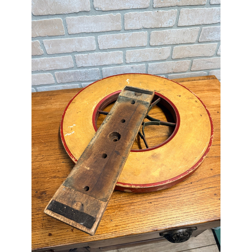 Antique Gambling Dice Gaming Roulette Wheel Wooden Carnival Sign 1900s Folk Art