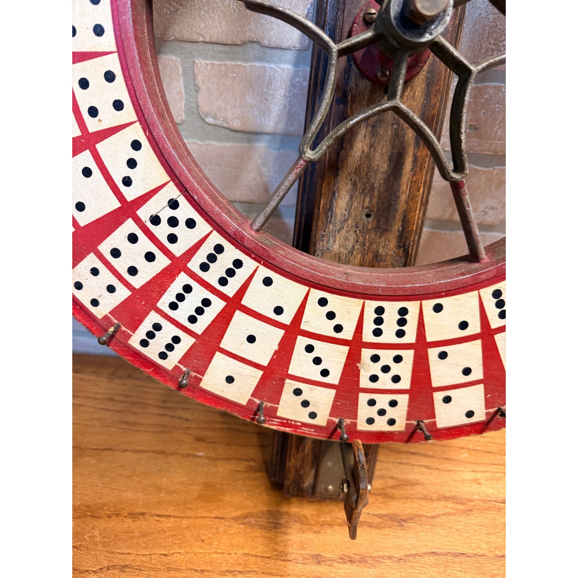 Antique Gambling Dice Gaming Roulette Wheel Wooden Carnival Sign 1900s Folk Art