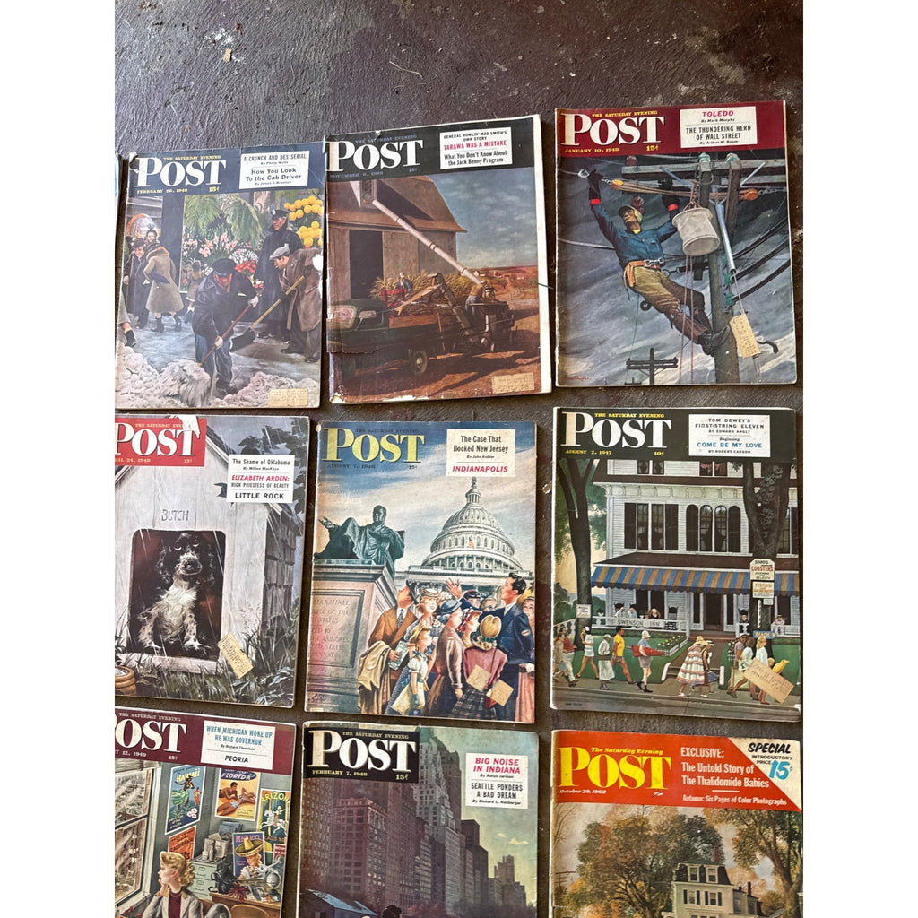 Vintage Saturday Evening Post Magazine Lot of 17 1940s 1950s Norman Rockwell