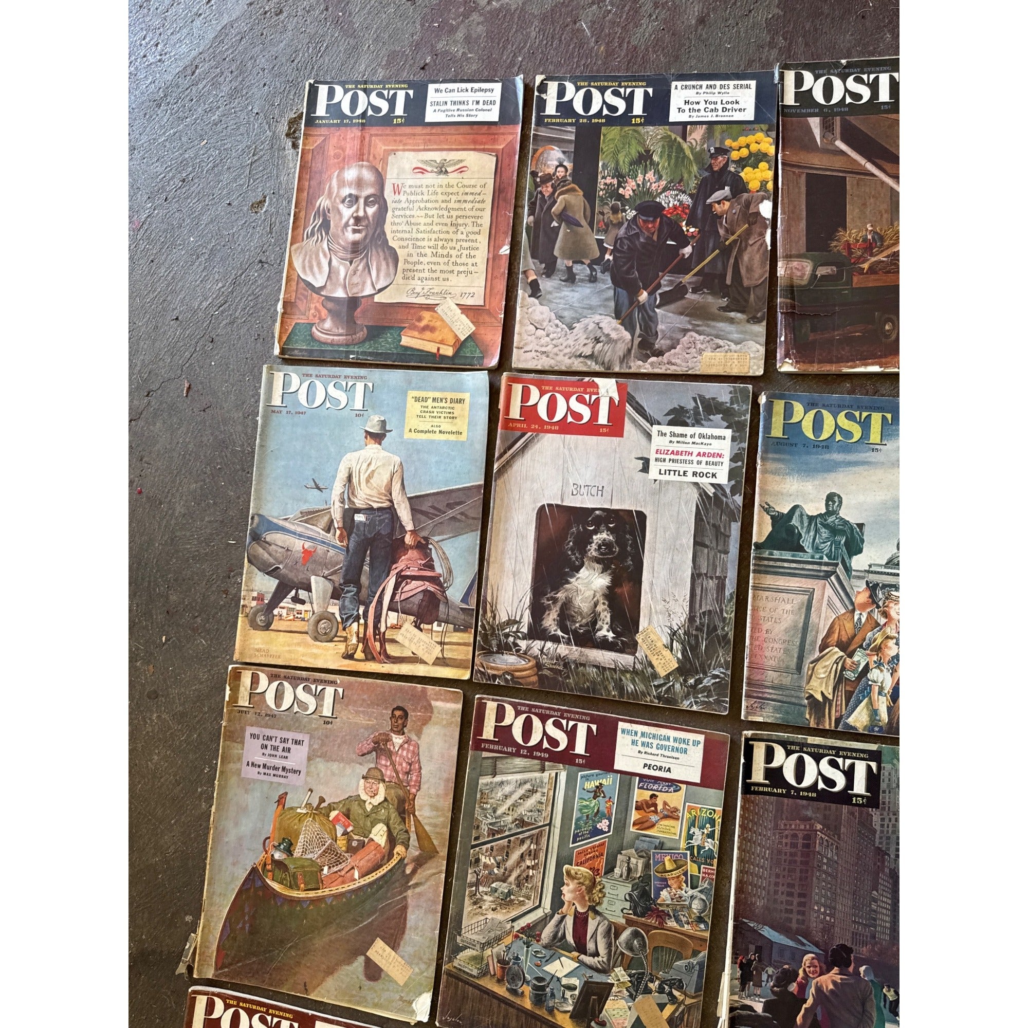 Vintage Saturday Evening Post Magazine Lot of 17 1940s 1950s Norman Rockwell
