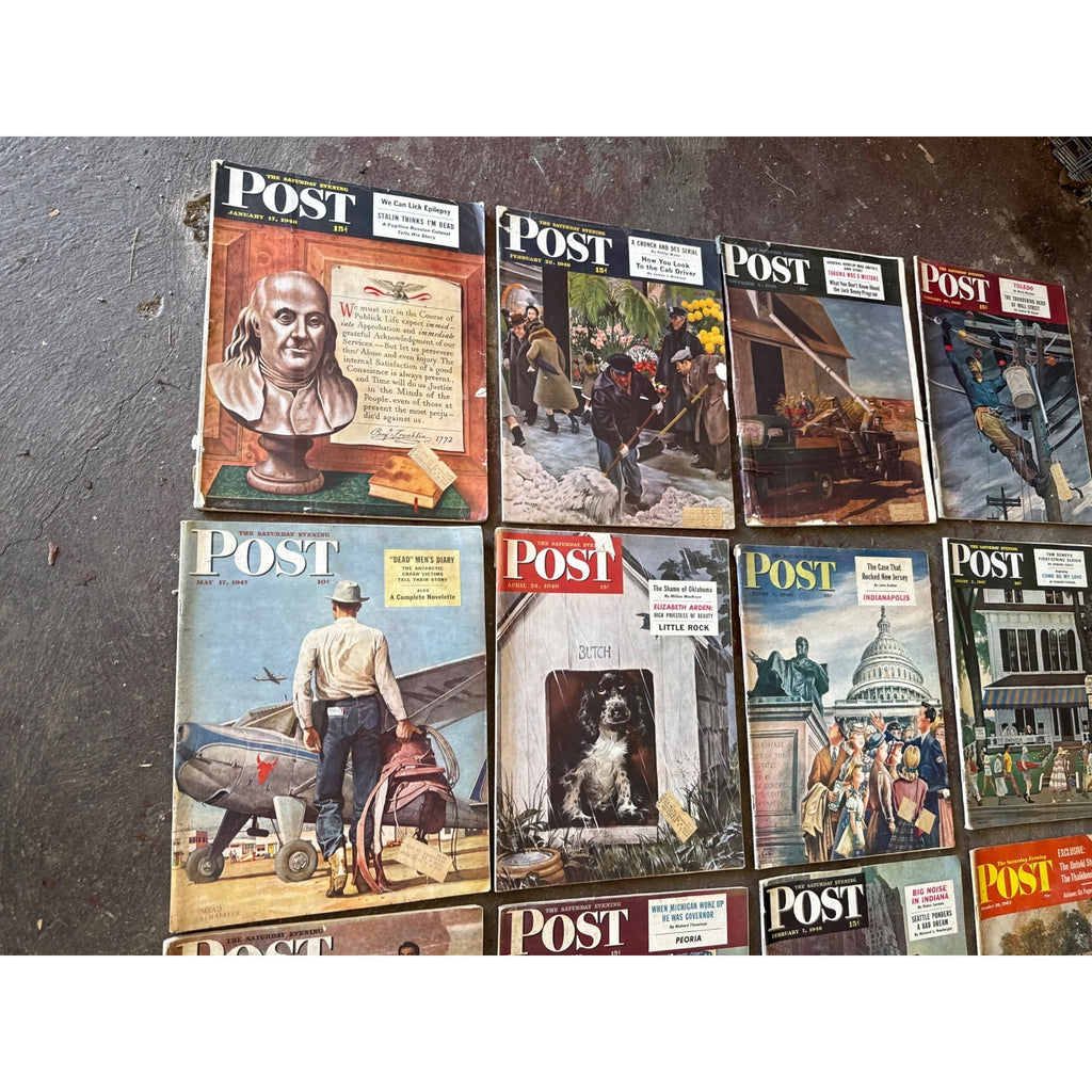 Vintage Saturday Evening Post Magazine Lot of 17 1940s 1950s Norman Rockwell