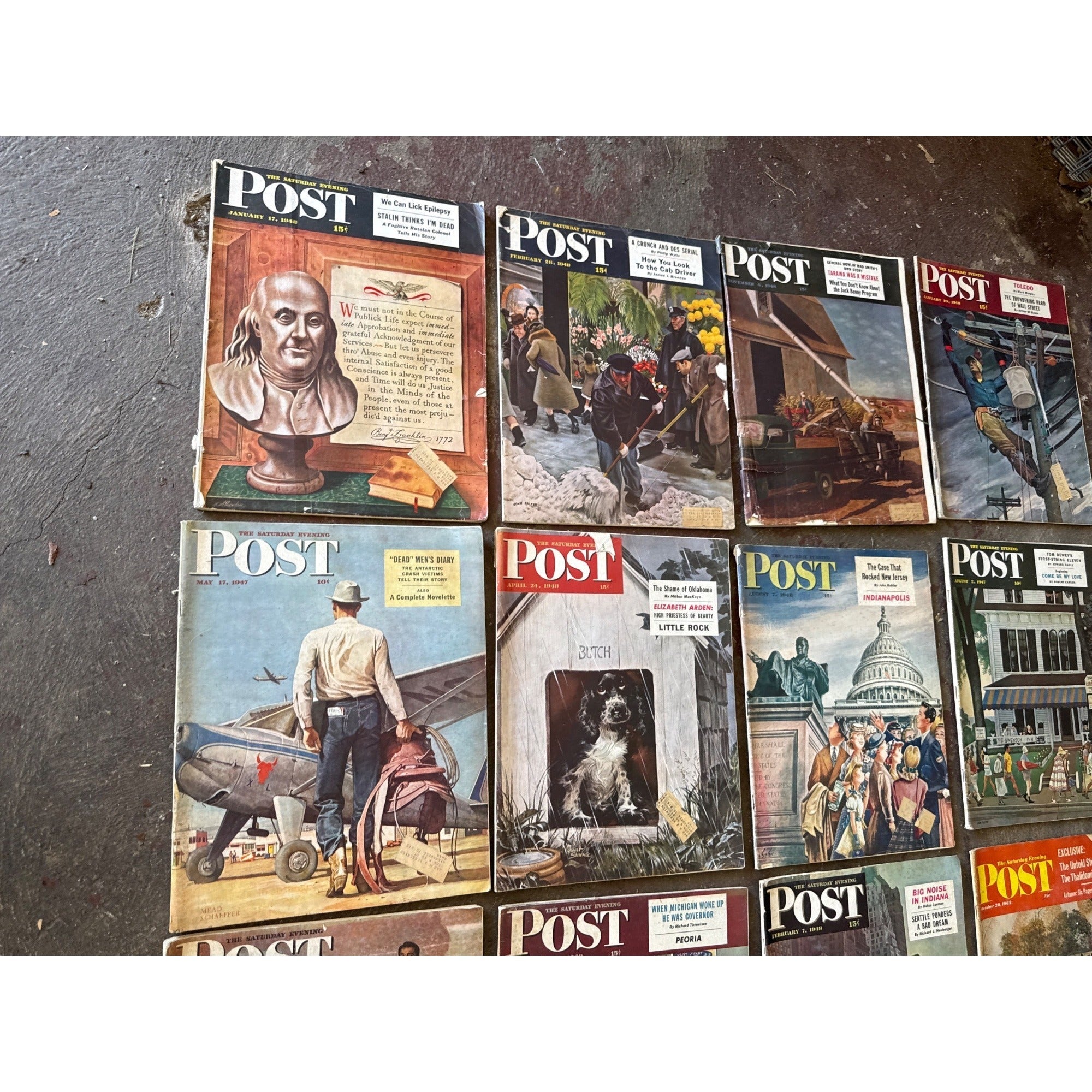 Vintage Saturday Evening Post Magazine Lot of 17 1940s 1950s Norman Rockwell