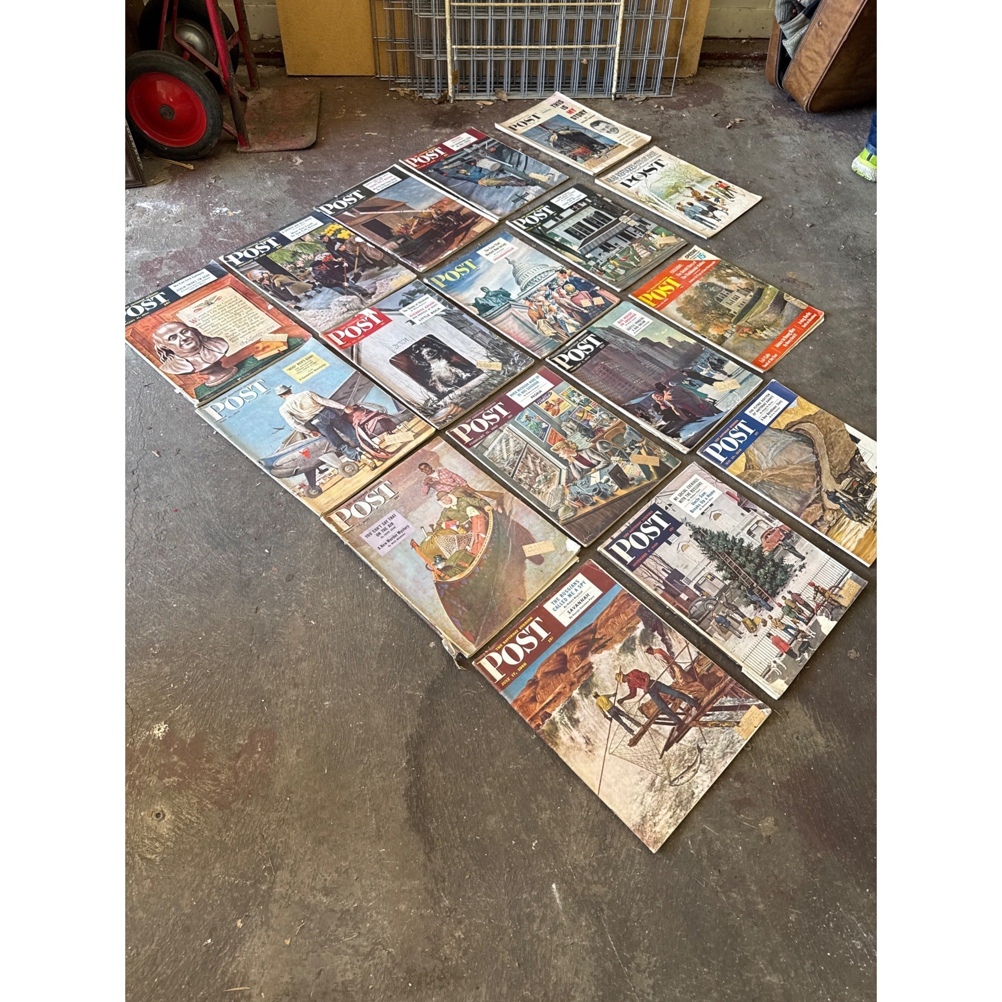 Vintage Saturday Evening Post Magazine Lot of 17 1940s 1950s Norman Rockwell