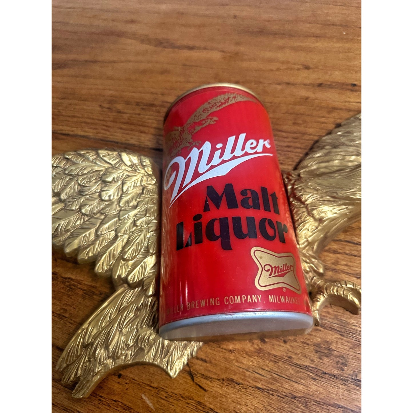 Vintage 1970s Miller Malt Liquor Beer Sign w/ Eagle & Beer Can 19" x 8" Bar