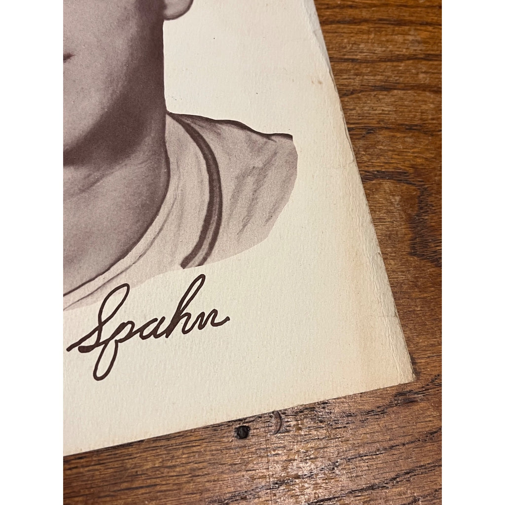 1954 Preferred Products Warren Spahn Milwaukee Braves 8x10 Sepia Photo RARE