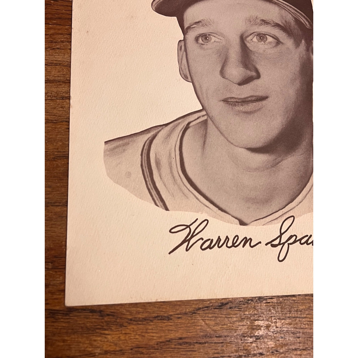 1954 Preferred Products Warren Spahn Milwaukee Braves 8x10 Sepia Photo RARE