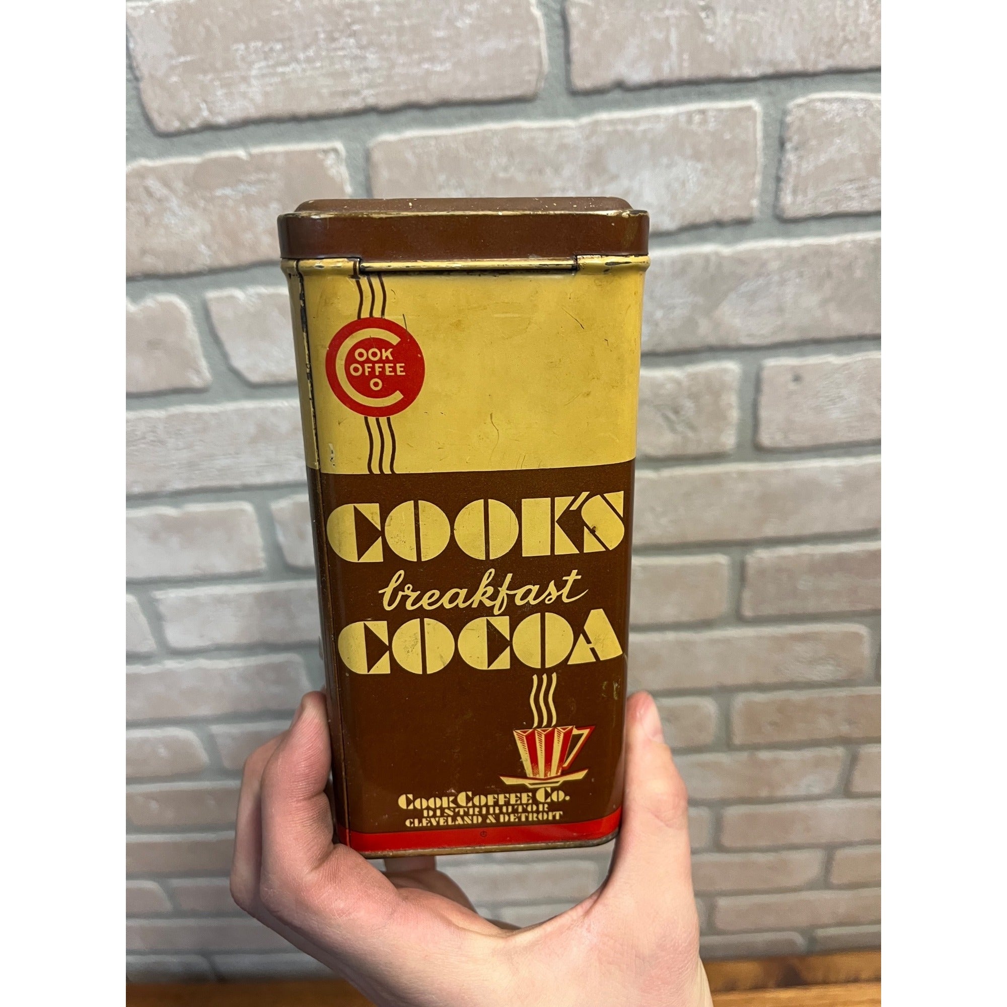 Vintage Cook’s Breakfast Cocoa Empty Tin 1 lb Cleveland/Detroit