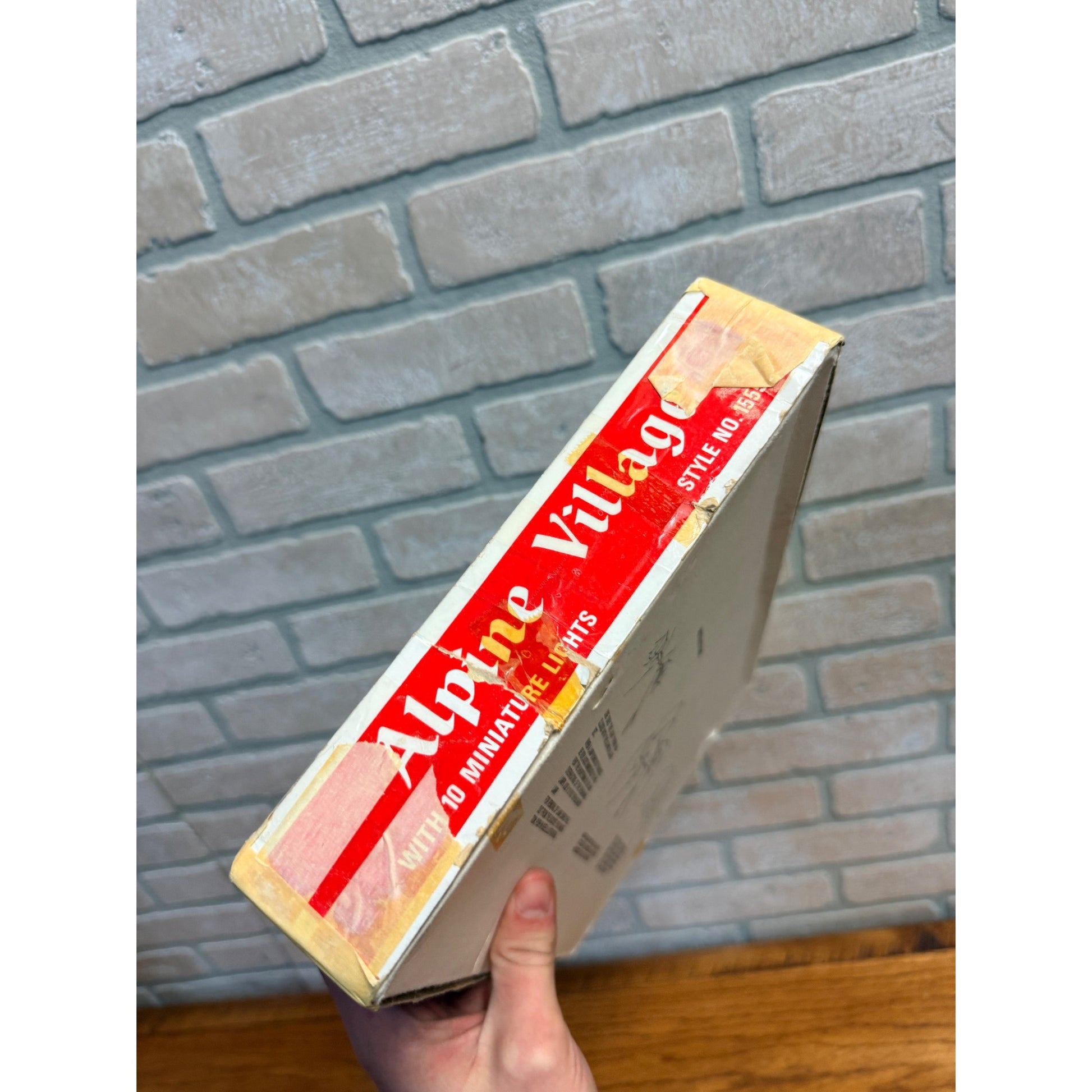 Vintage Sears Christmas Alpine Village 9 Piece Set with Box & Lights - Works