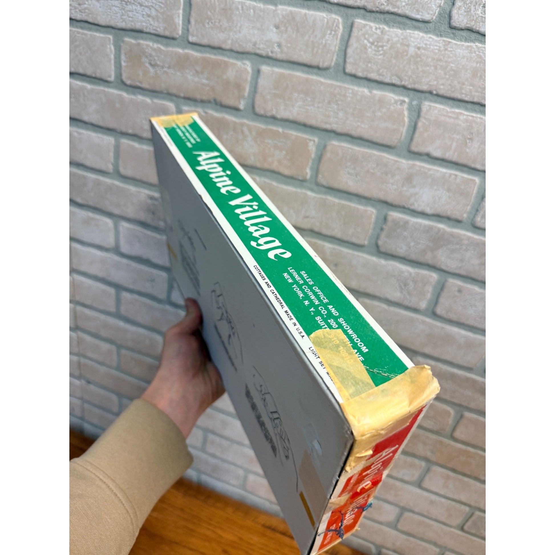 Vintage Sears Christmas Alpine Village 9 Piece Set with Box & Lights - Works