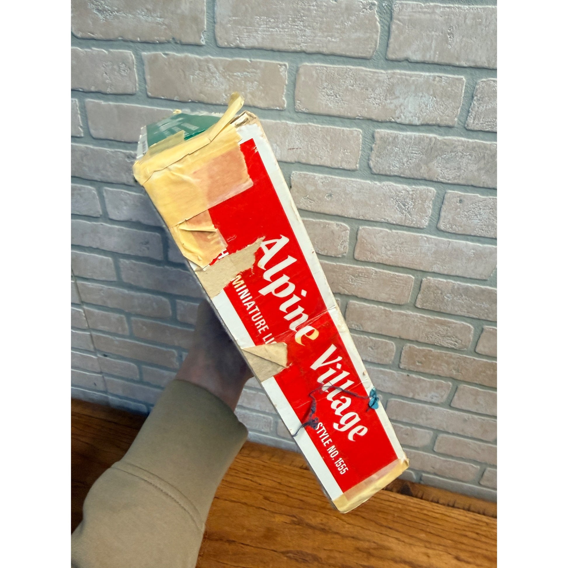 Vintage Sears Christmas Alpine Village 9 Piece Set with Box & Lights - Works