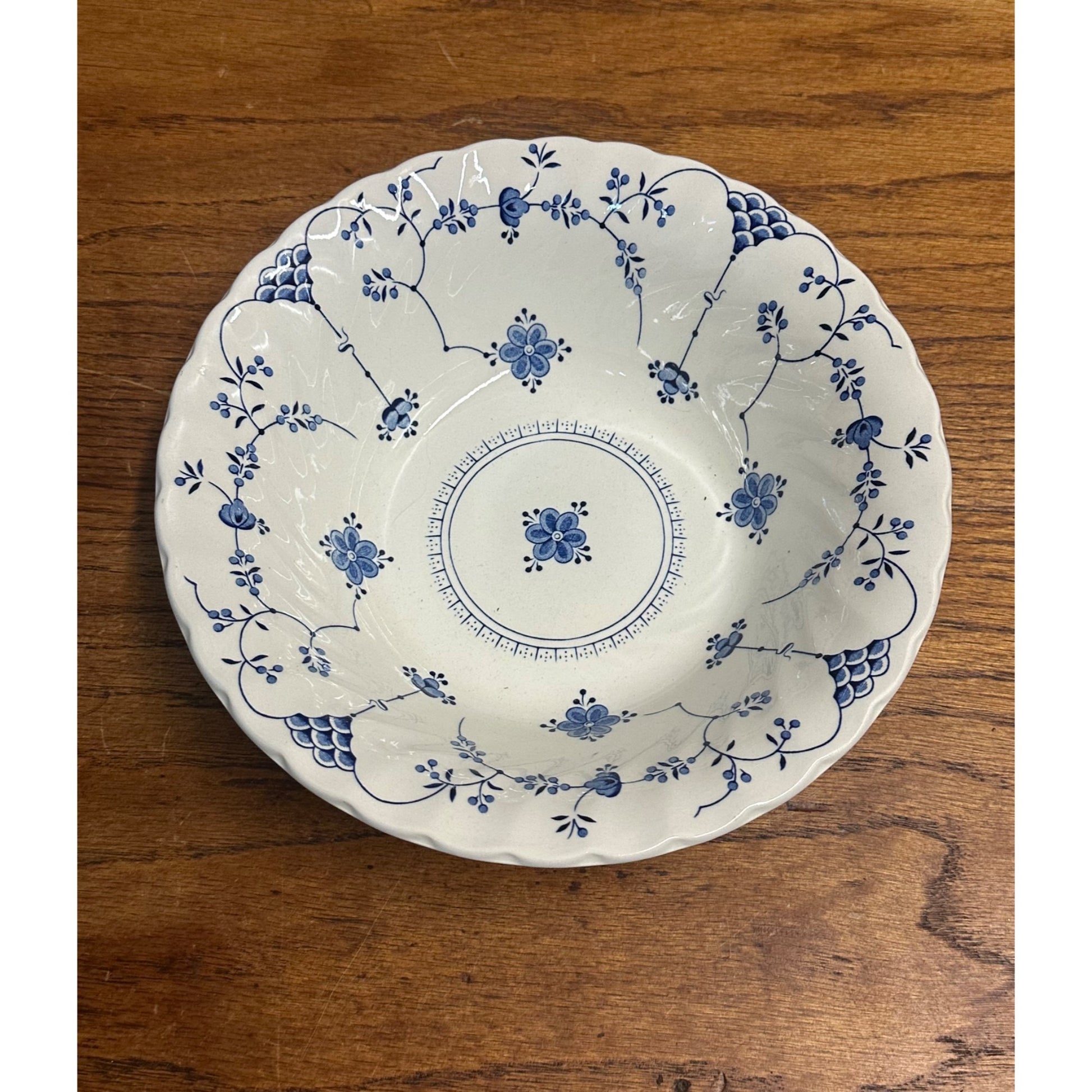 Vintage Myott Finlandia Vegetable Bowl 8.5" Staffordshire Ware Blue White Meakin