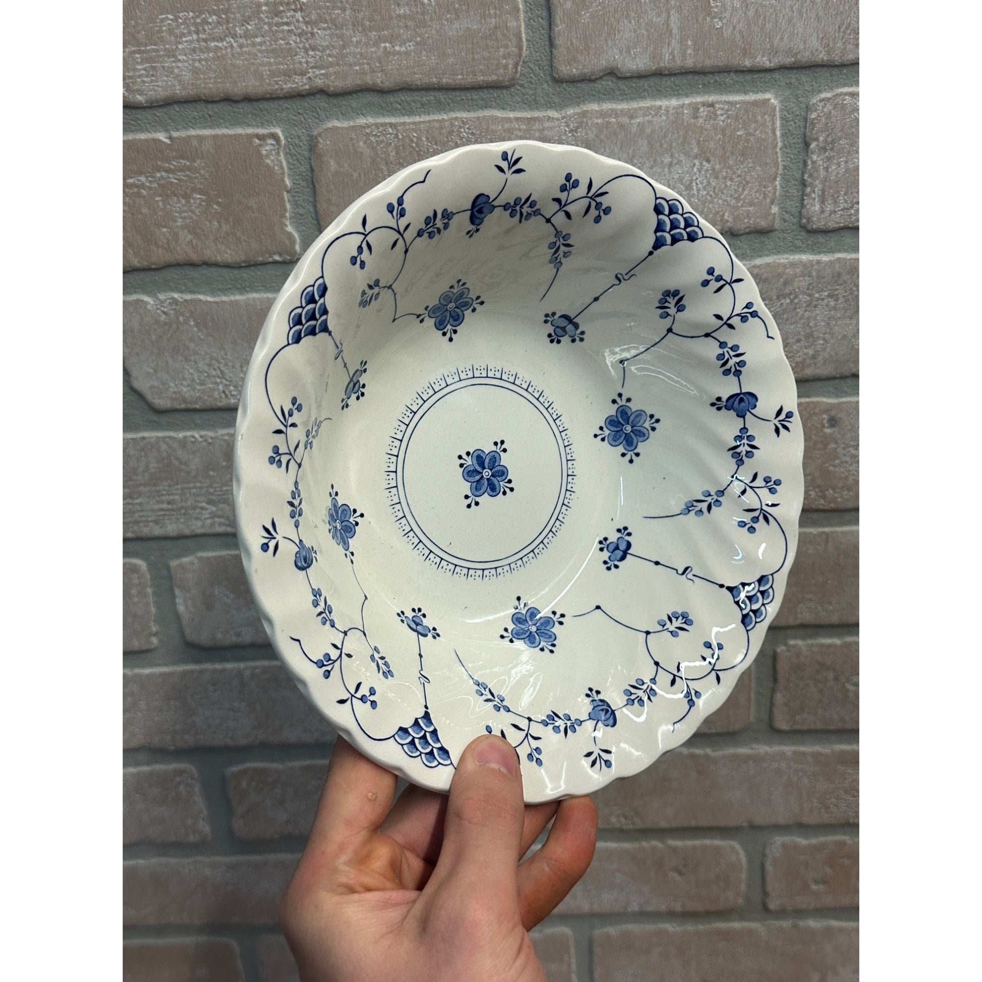 Vintage Myott Finlandia Vegetable Bowl 8.5" Staffordshire Ware Blue White Meakin