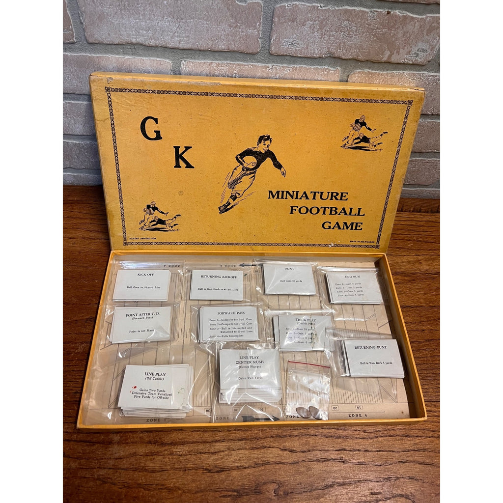 Vintage Rare GK Miniature Football Board Game Milwaukee, Wisconsin Circa 1920s.