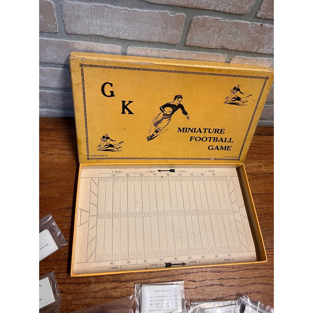 Vintage Rare GK Miniature Football Board Game Milwaukee, Wisconsin Circa 1920s.