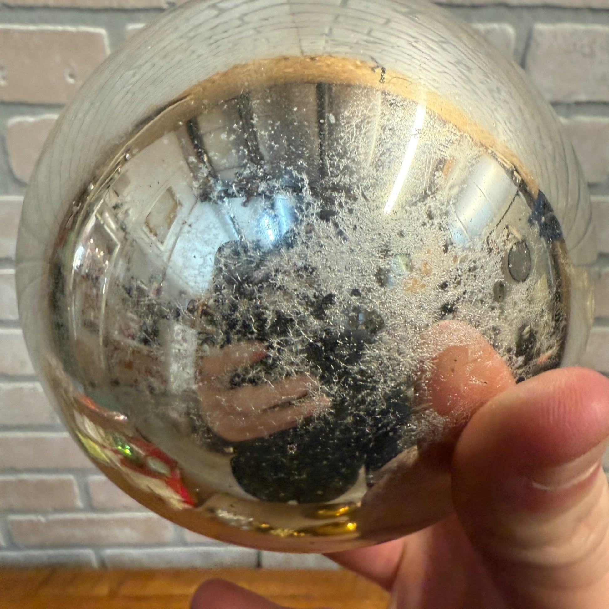 4-1/2" Silver Antique German Large Kugel Christmas Ornament