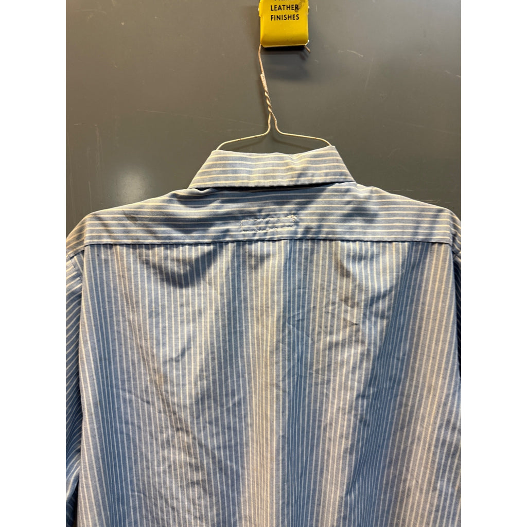 Vintage Chevrolet 1970s Workwear Service Dept Shirt Tony Blue Striped