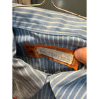 Vintage Chevrolet 1970s Workwear Service Dept Shirt Tony Blue Striped