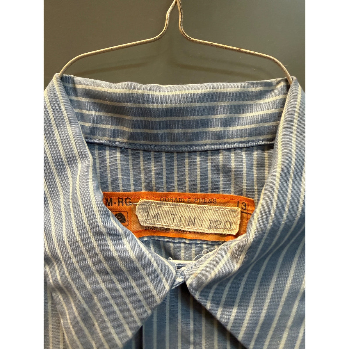Vintage Chevrolet 1970s Workwear Service Dept Shirt Tony Blue Striped