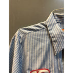Vintage Chevrolet 1970s Workwear Service Dept Shirt Tony Blue Striped