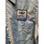 Vintage Chevrolet 1970s Workwear Service Dept Shirt Tony Blue Striped