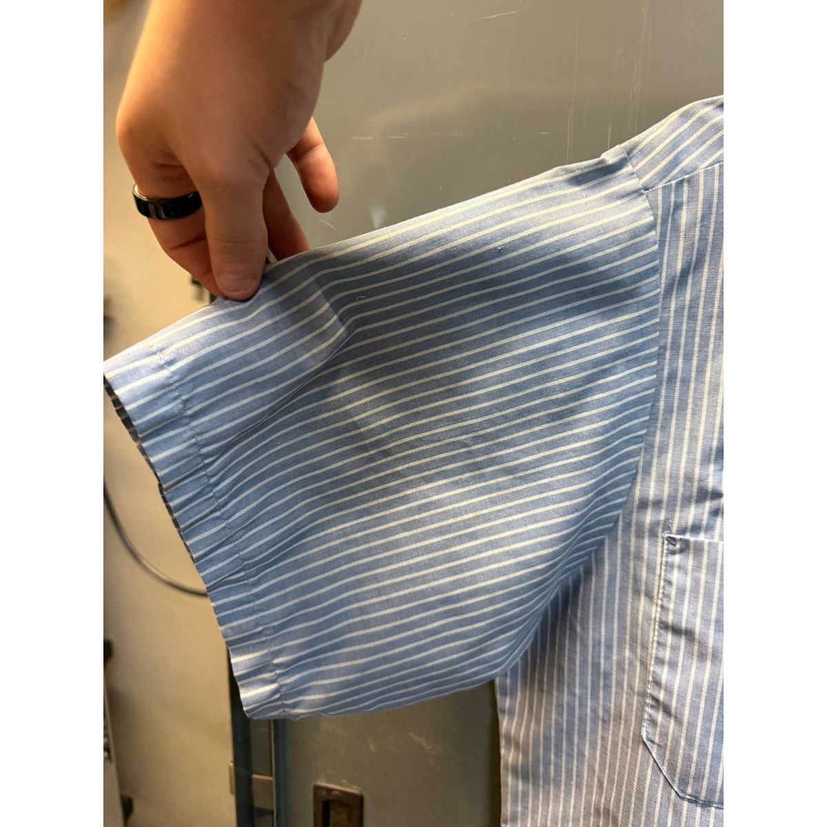 Vintage Chevrolet 1970s Workwear Service Dept Shirt Tony Blue Striped