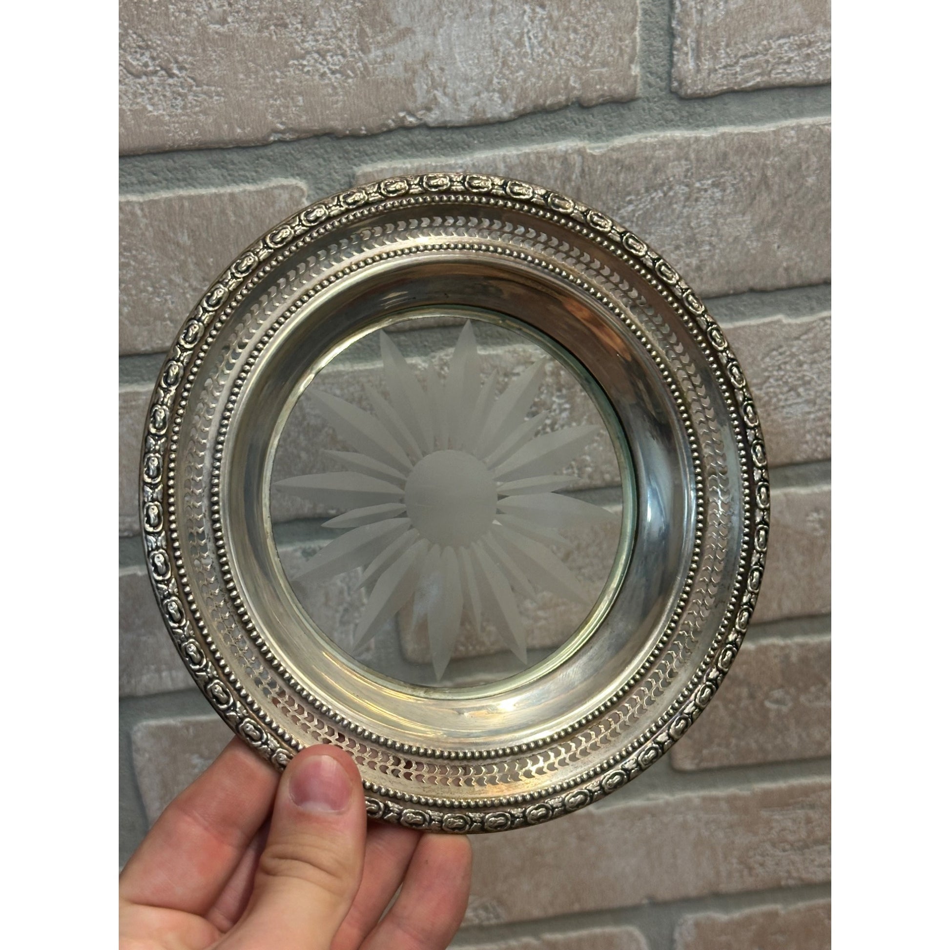 Frank M. Whiting "Talisman Rose" Sterling Silver  Lemon Dish 6.75"