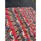 Vintage 1930s 40s Handmade Cotton Bedspread Coverlet Ruffled Quilt Folk Art