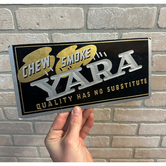 Vintage 1950s Yara Chewing & Smoking Tobacco Advertising Cardboard Sign 10.5"