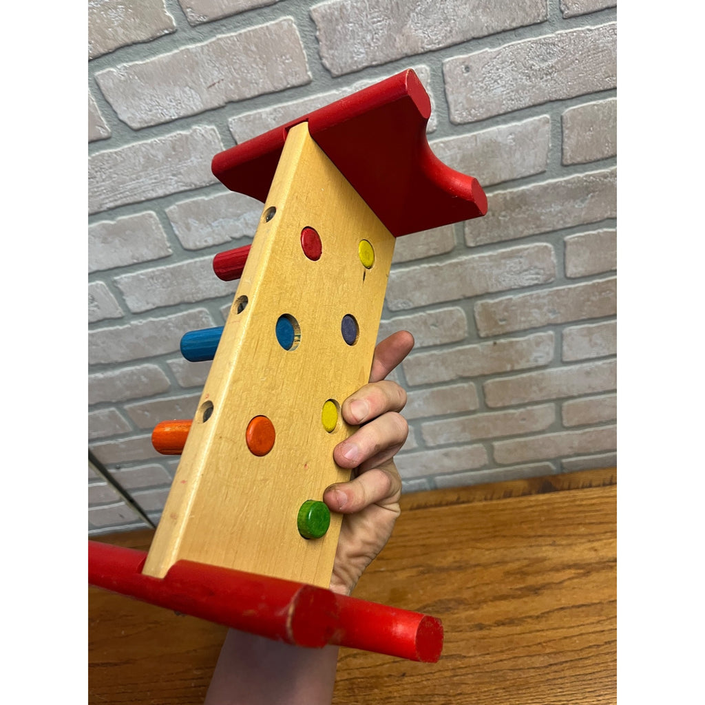 Vintage Playskool Pounding Bench Wooden Toy Game Flip Over Hammering 1970s